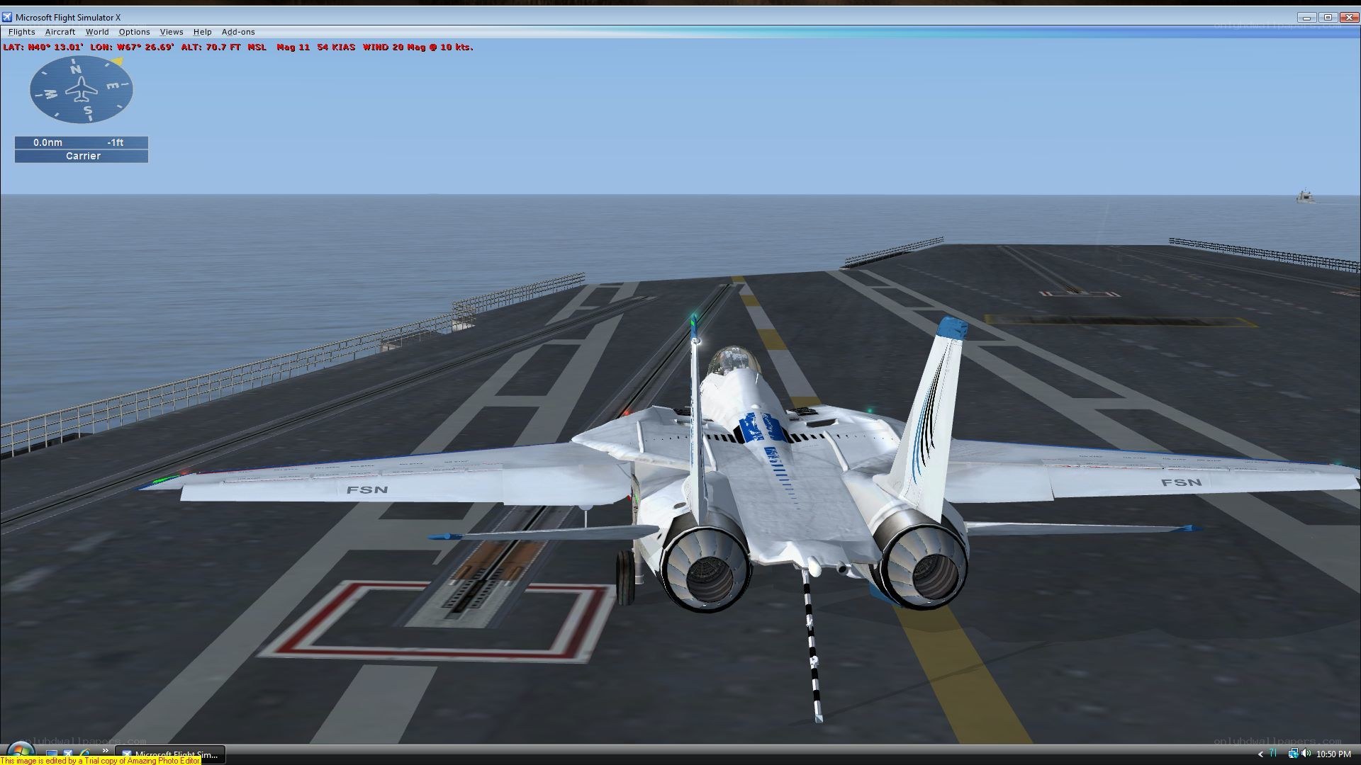 Fighter jet on aircraft carrier