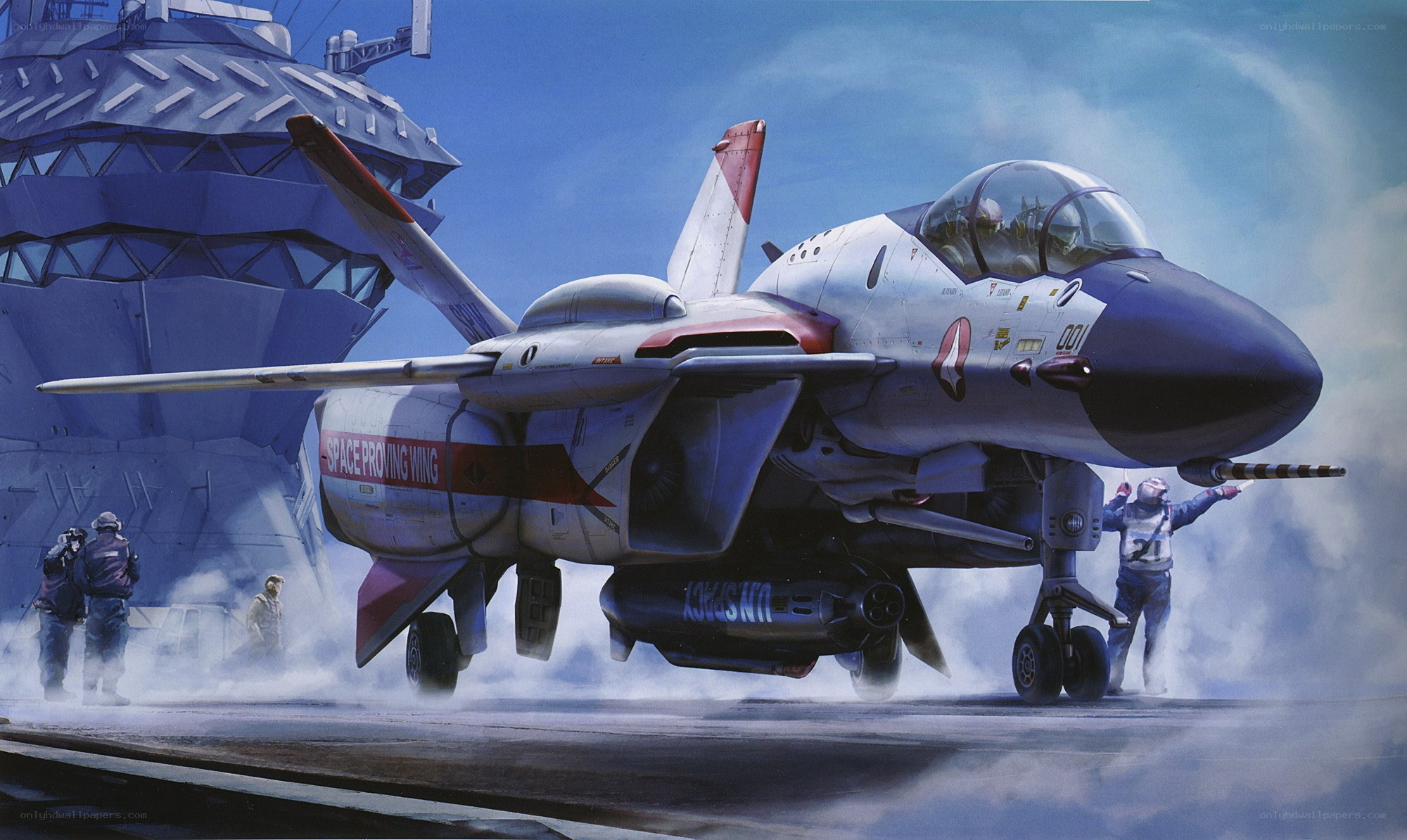Fighter jet on aircraft carrier