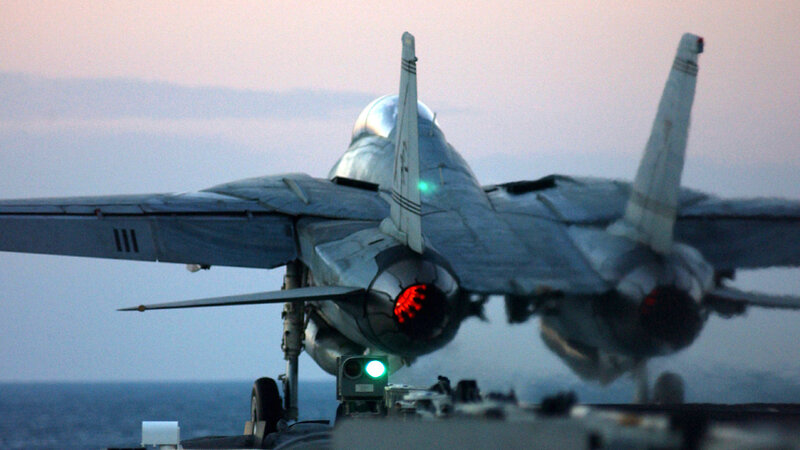 fighter jet on aircraft carrier