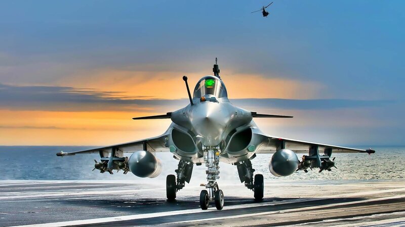 Fighter Jet on Aircraft Carrier — Blue, Dramatic, Sunset, Photograph
