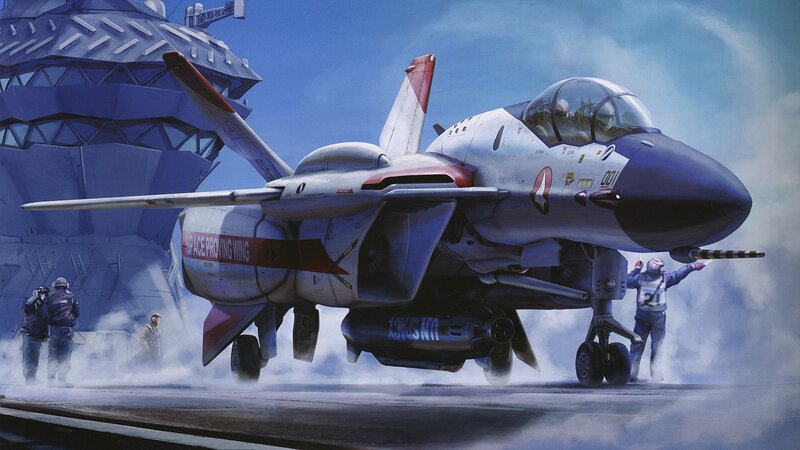 Fighter Jet on Aircraft Carrier — Blue