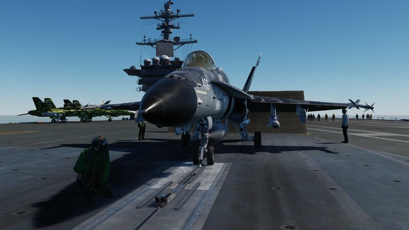 Fighter Jet on Aircraft Carrier — Gray, Calm