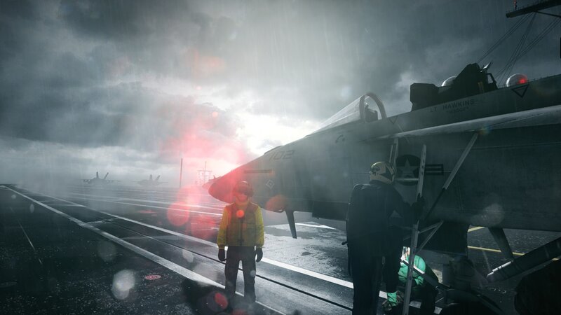 Fighter Jet on Aircraft Carrier — Gray, Dramatic, Sunset, Digital Art