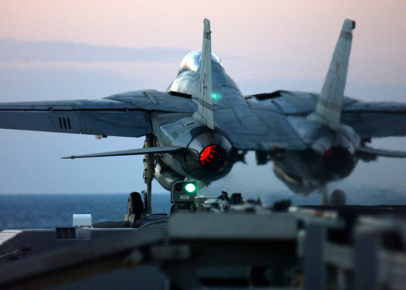 Fighter Jet on Aircraft Carrier — Gray, Dramatic, Sunset, Photograph