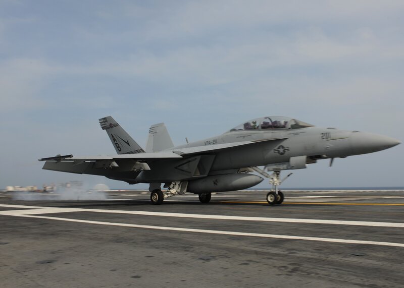 Fighter Jet on Aircraft Carrier — Gray, Dynamic, Afternoon