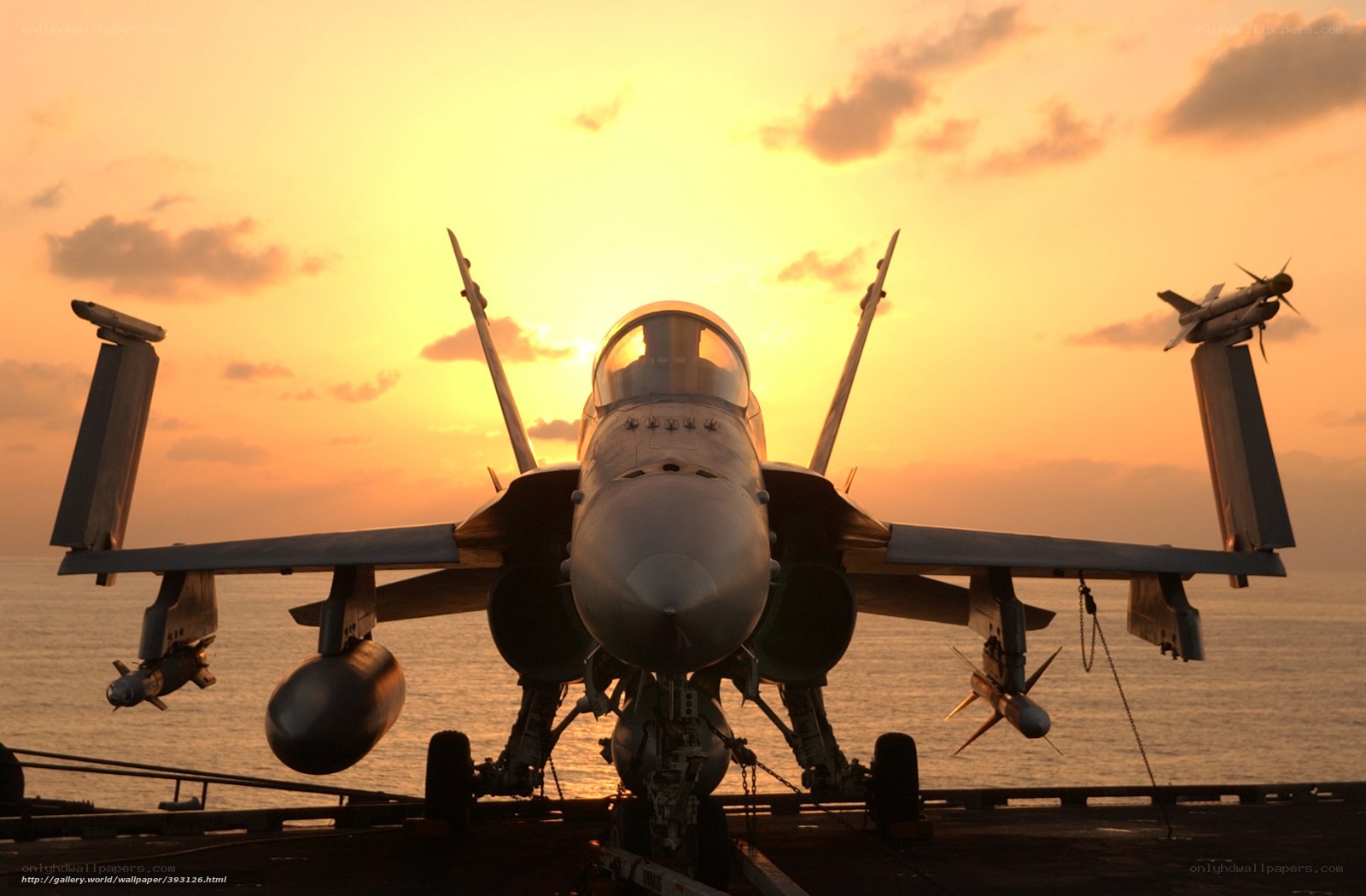 Fighter jet on aircraft carrier