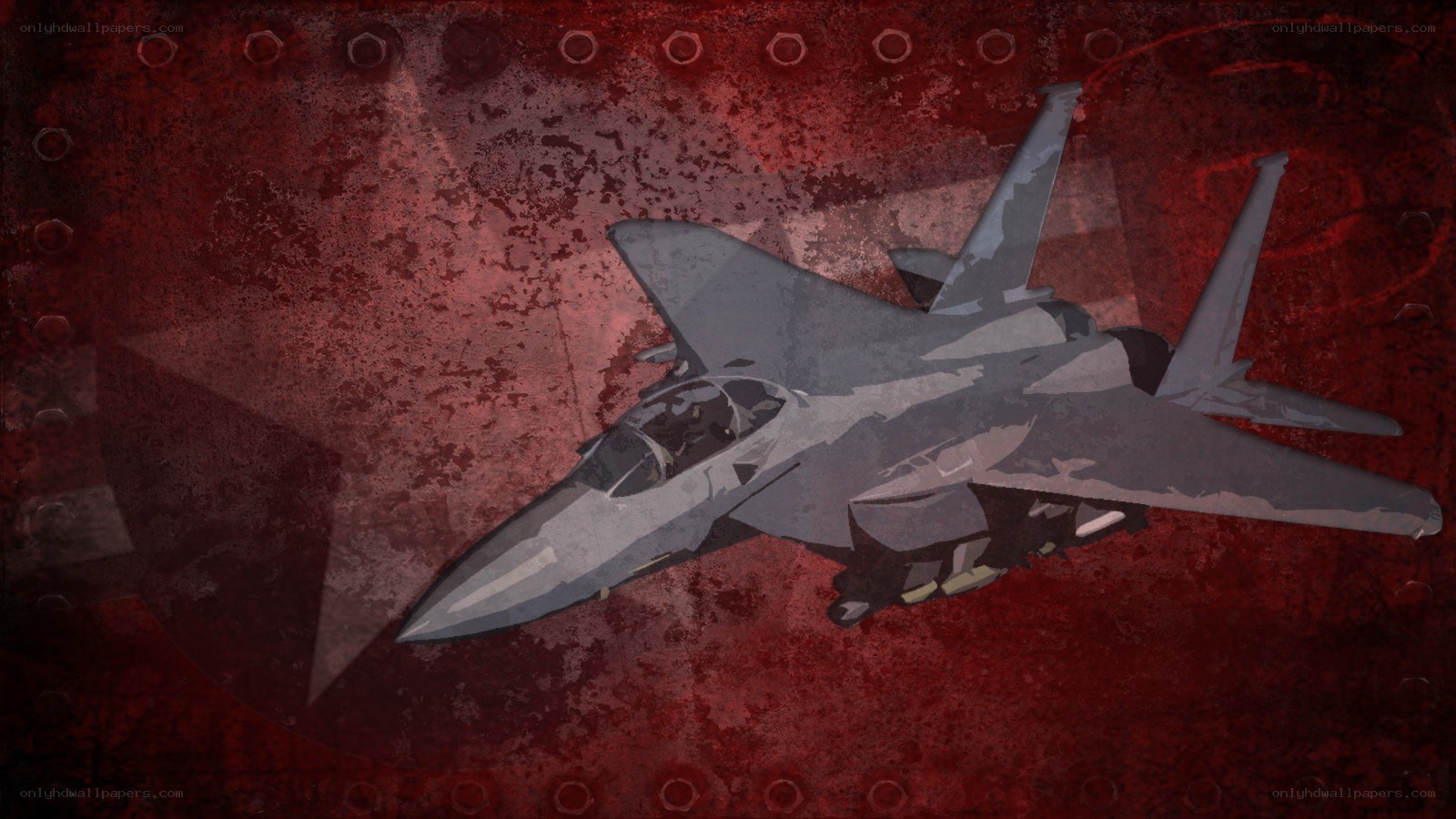 fighter jet on red background