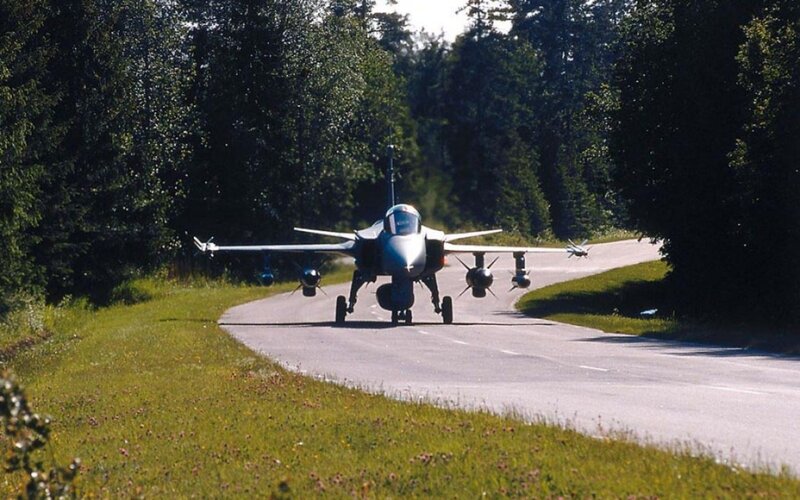 Fighter Jet on Road