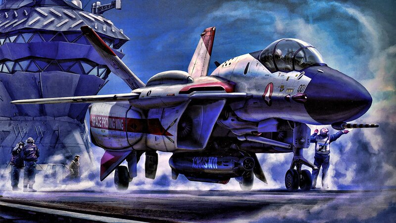 Fighter Jet on Runway — Blue, Dramatic, Digital Art