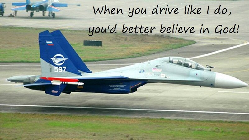 Fighter Jet on Runway — Blue