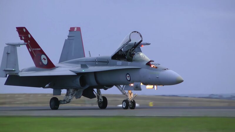 Fighter Jet on Runway — Gray, Calm, Morning