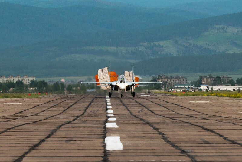 Fighter Jet on Runway — Gray, Dramatic, Morning