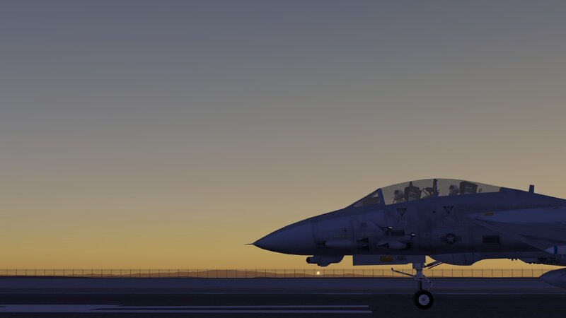 Fighter Jet on Runway — Gray, Serene