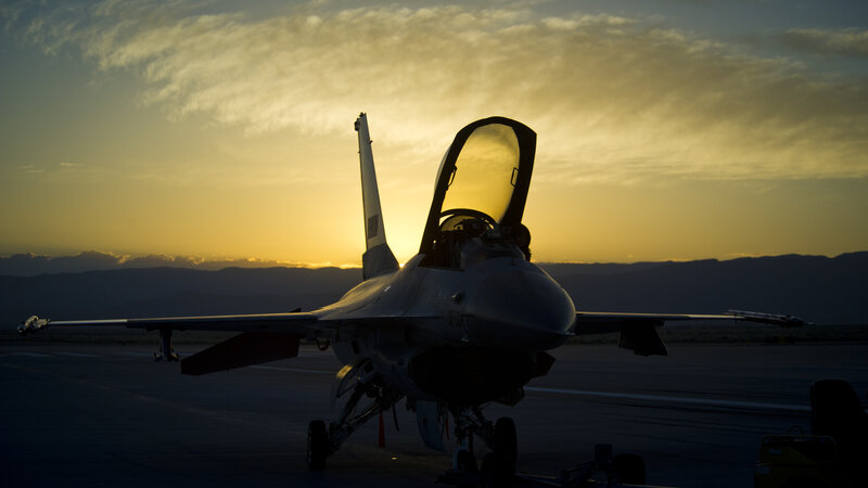 Fighter Jet on Runway — Yellow