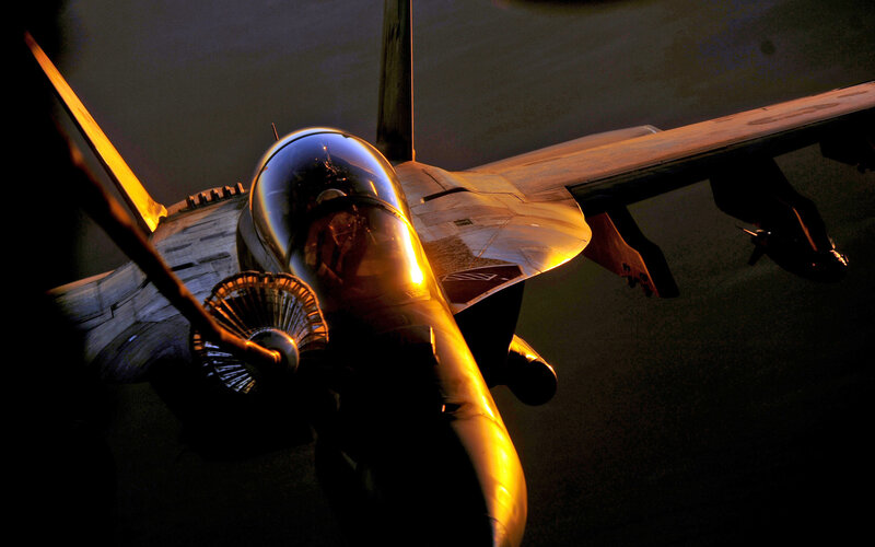 Fighter Jet on Tarmac — Black, Dramatic