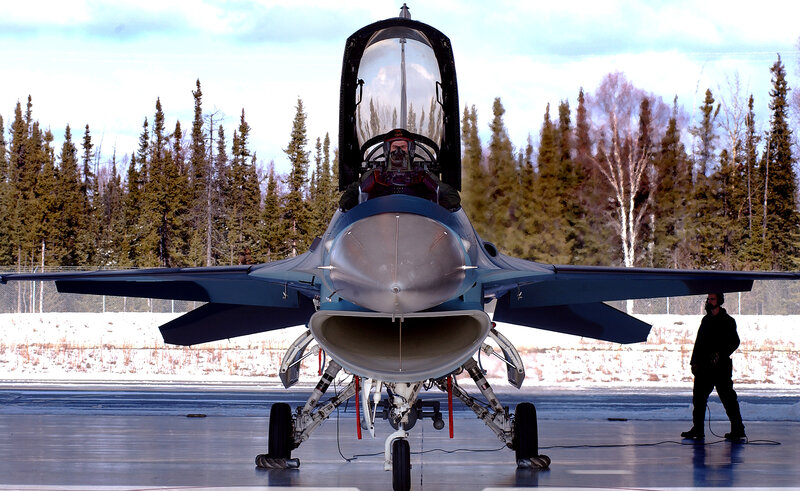 Fighter Jet on Tarmac — Blue, Cold