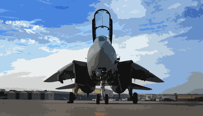 Fighter Jet on Tarmac — Blue