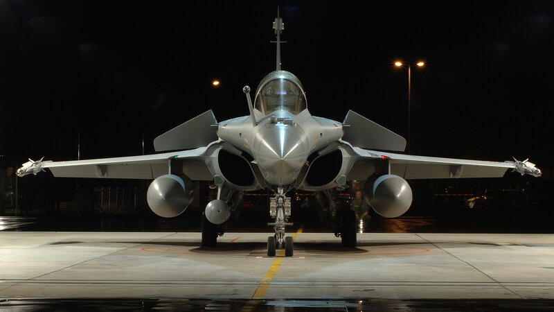 Fighter Jet on Tarmac — Gray, Dramatic, Night