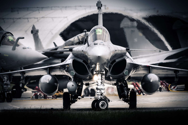 Fighter Jet on Tarmac — Gray, Dramatic, Photograph, Aircraft, Hangar