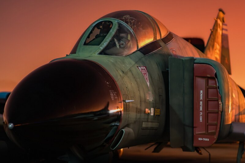 Fighter Jet on Tarmac — Orange