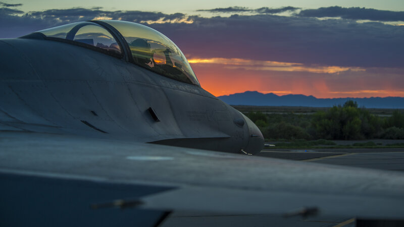 Fighter Jet on Tarmac — Purple