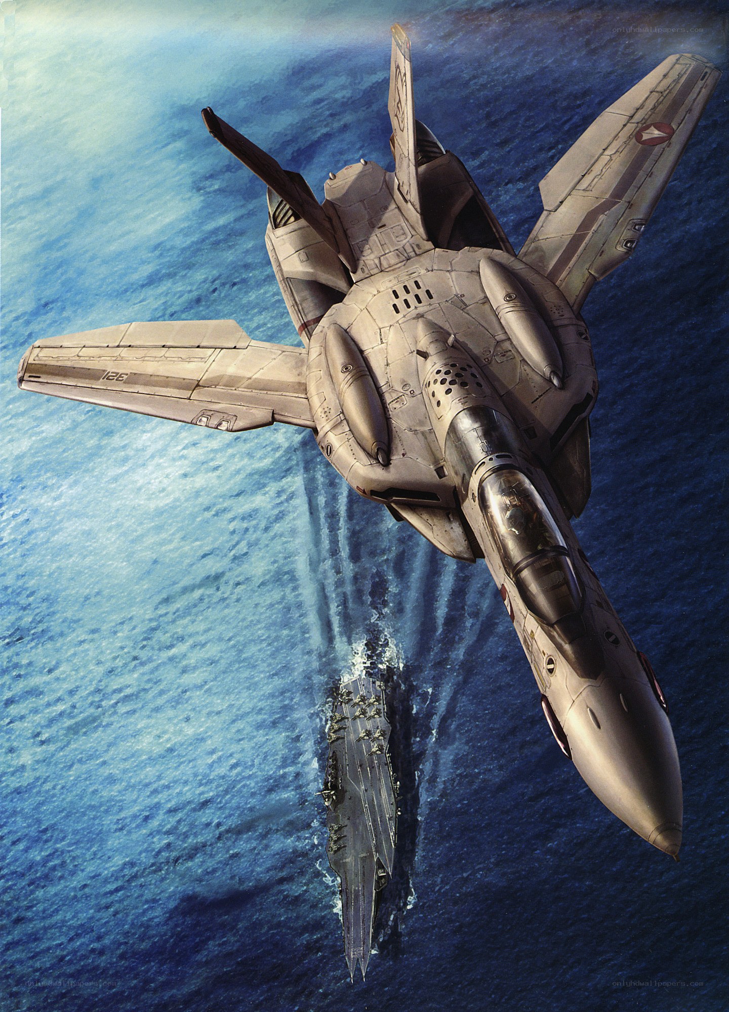 fighter jet over aircraft carrier