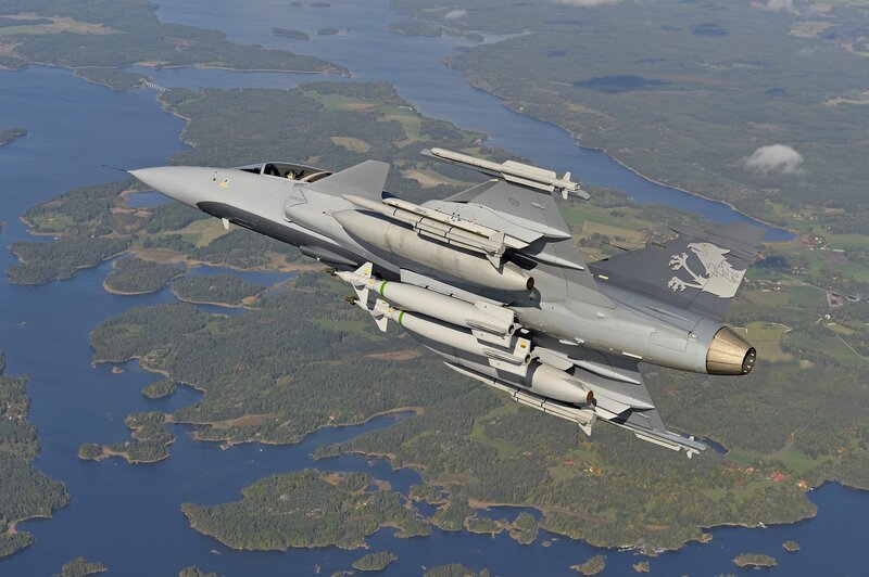 fighter jet over archipelago