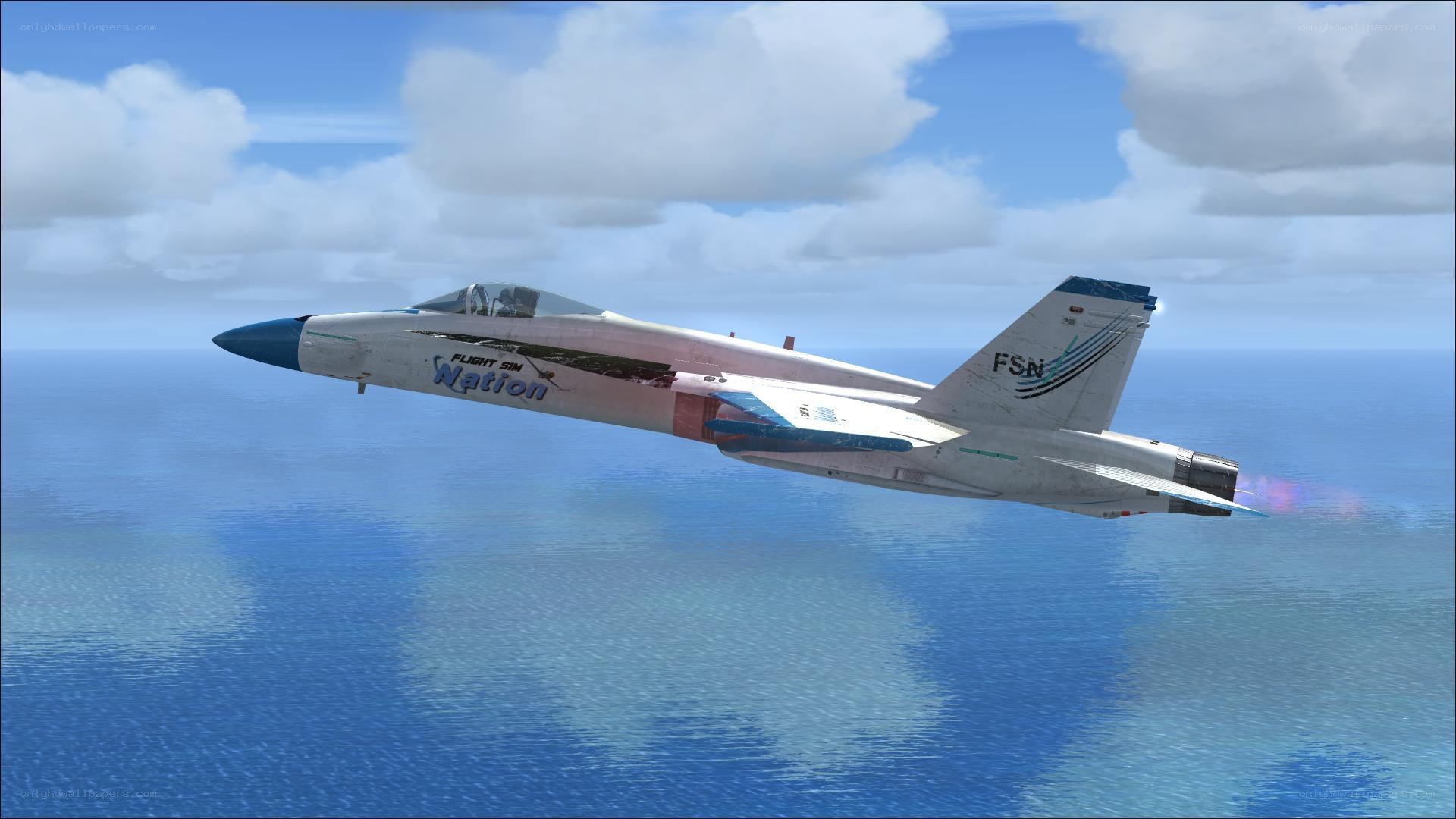 Fighter jet over ocean