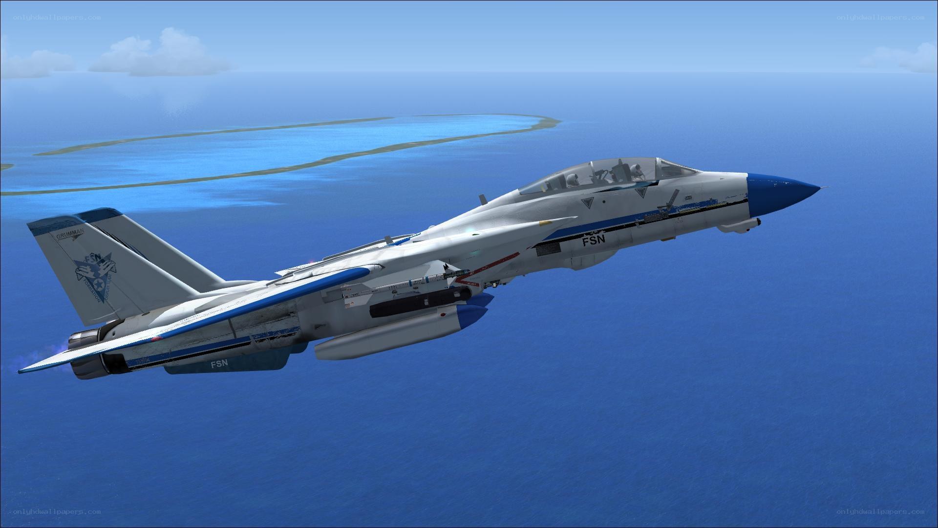 fighter jet over ocean