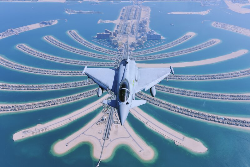 Fighter Jet over Palm Islands