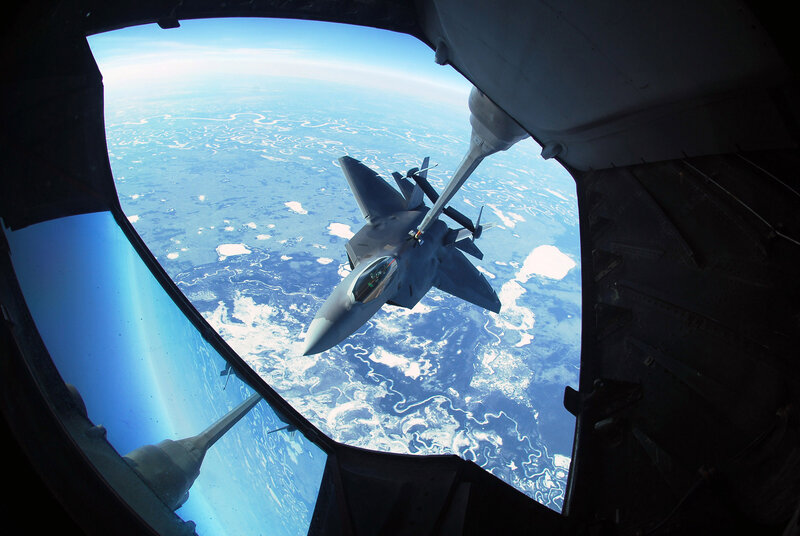 Fighter Jet Refueling — Blue, Dramatic, Afternoon