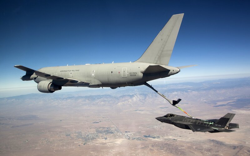 Fighter Jet Refueling — Gray, Dramatic, Afternoon, Photograph, Aircraft, Mountains
