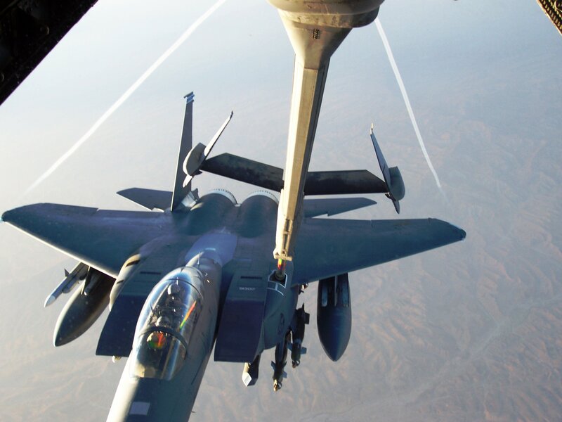 Fighter Jet Refueling — Gray, Dramatic, Afternoon, Photograph, Aircraft