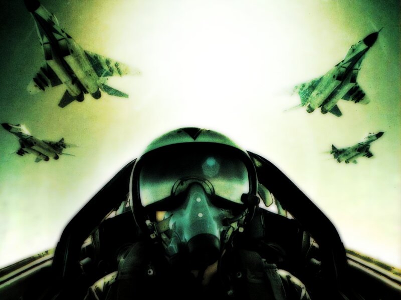 Fighter jet squadron in formation