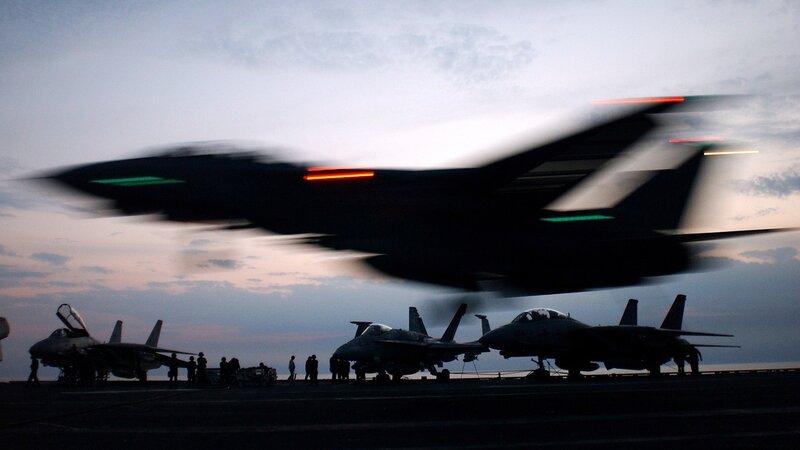 Fighter Jet Taking Off — Black