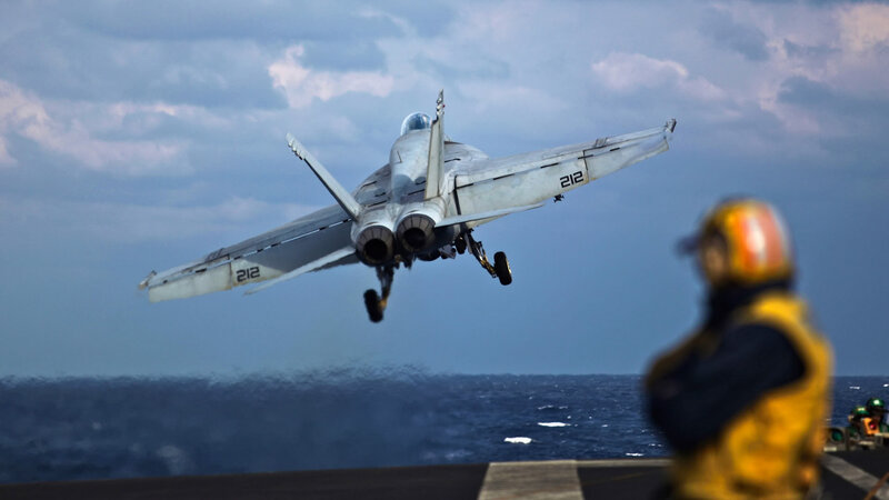 Fighter Jet Taking Off — Blue, Dramatic, Afternoon, Photograph