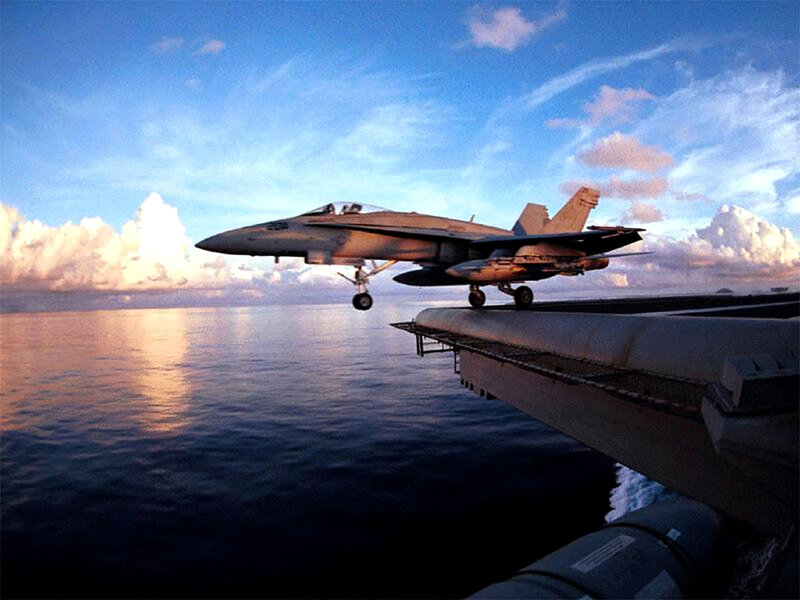 Fighter Jet Taking Off — Blue, Dramatic, Sunset, Photograph
