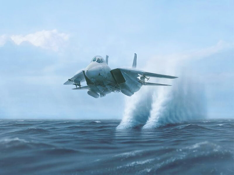 Fighter Jet Taking Off — Blue, Dramatic