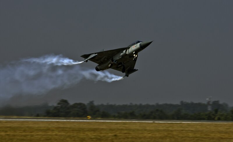 Fighter Jet Taking Off — Gray, Dramatic, Afternoon, Photograph, Smoke, Runway