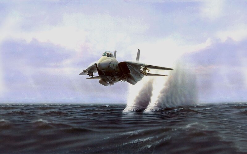 Fighter Jet Taking Off — Gray, Dramatic, Illustration