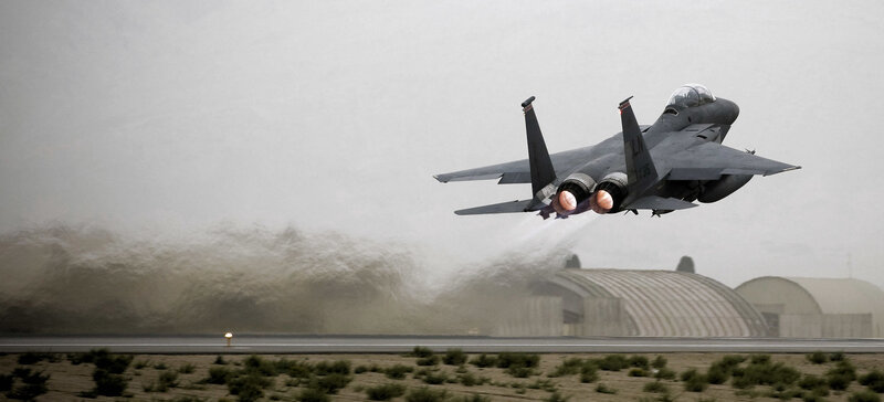 Fighter Jet Taking Off — Gray, Dramatic, Photograph, Runway