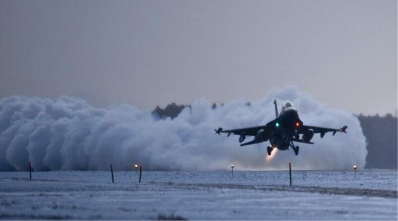 Fighter Jet Taking Off — Gray, Dramatic, Winter