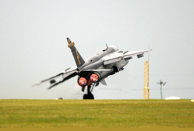 Fighter Jet Taking Off — Gray, Dynamic, Photograph