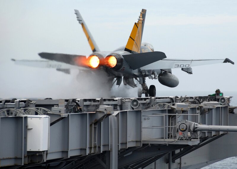 Fighter Jet Taking Off — Gray