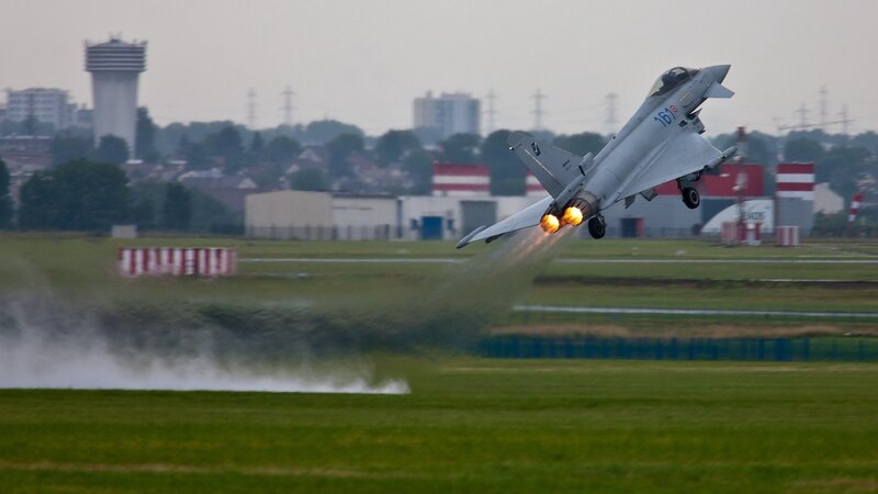 Fighter Jet Taking Off — Green, Dramatic, Morning