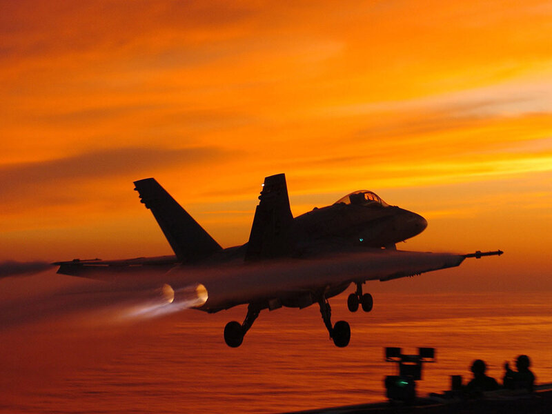 Fighter Jet Taking Off — Orange