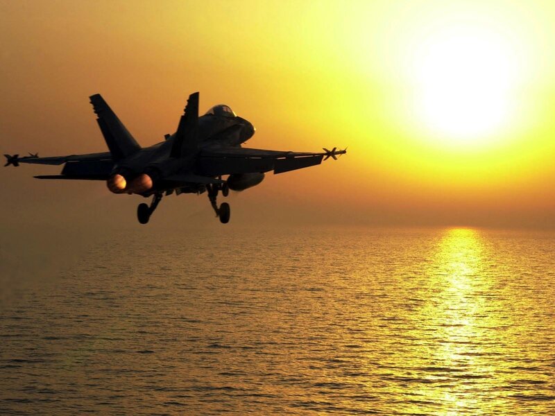 Fighter Jet Taking Off — Yellow, Dramatic