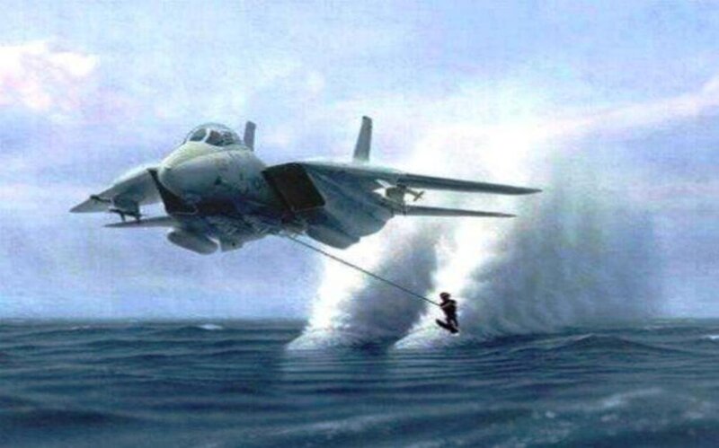Fighter Jet Towing Person