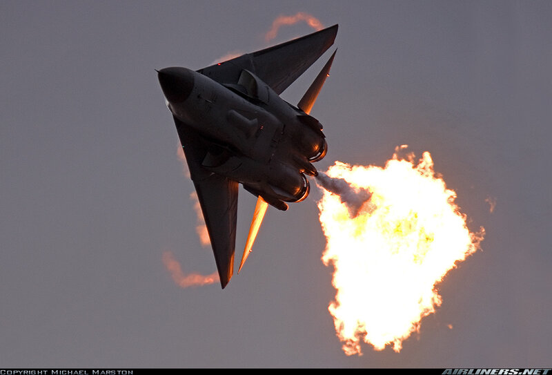 Fighter Jet with Afterburner — Gray, Dramatic