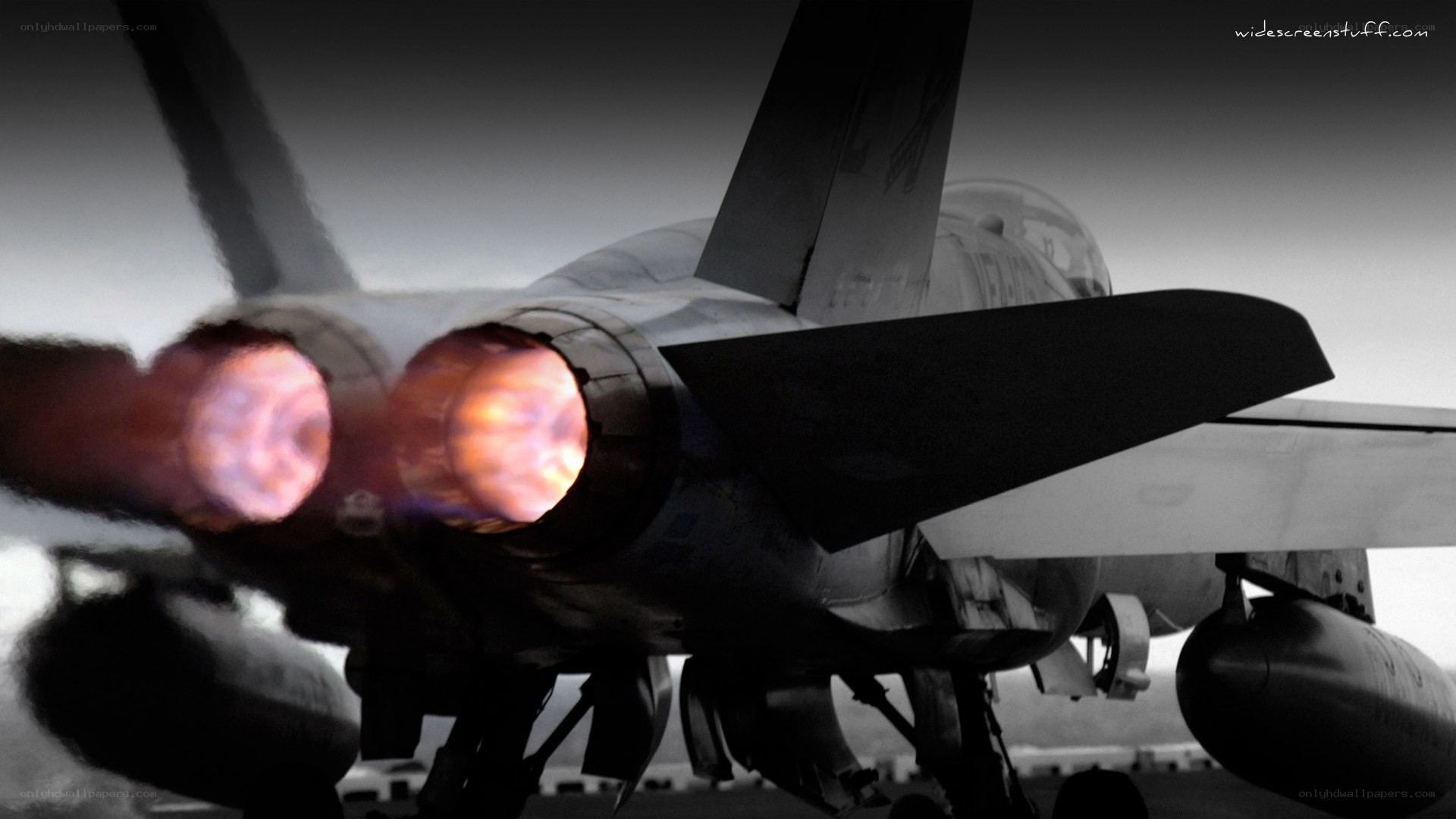 fighter jet with afterburners
